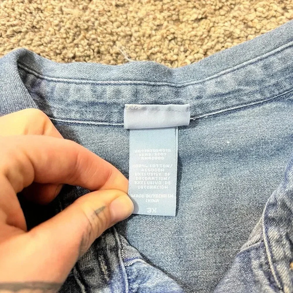 Vintage Shirt Women 3XL‎ Denim Christmas 
 Jean Embroidered Snowman holiday - Picture 9 of 12